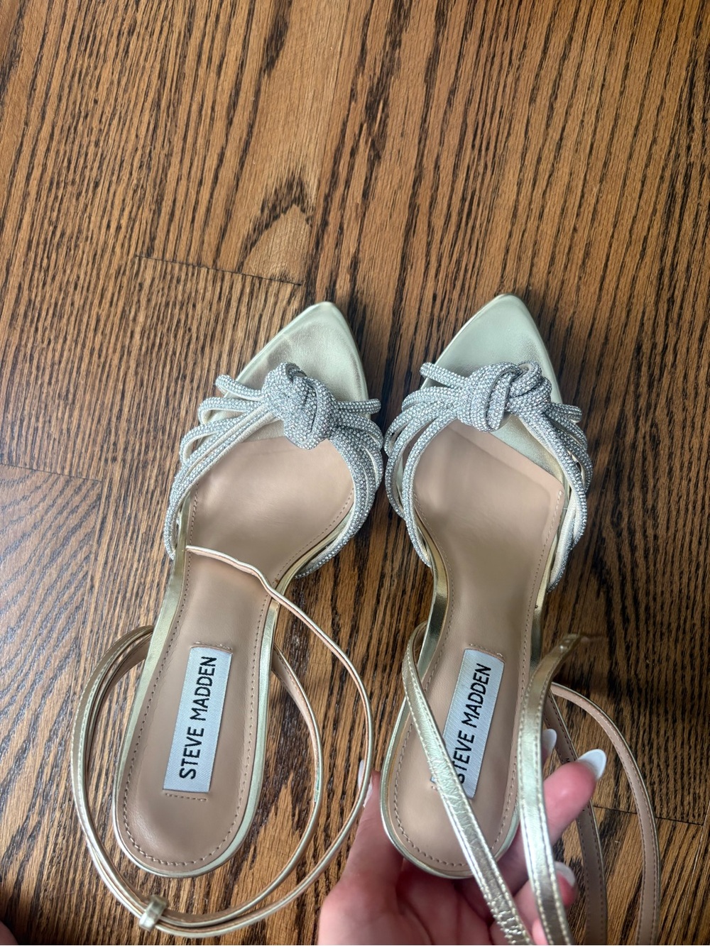 Steve Madden Silver Knot-Tie Open Toe Heels